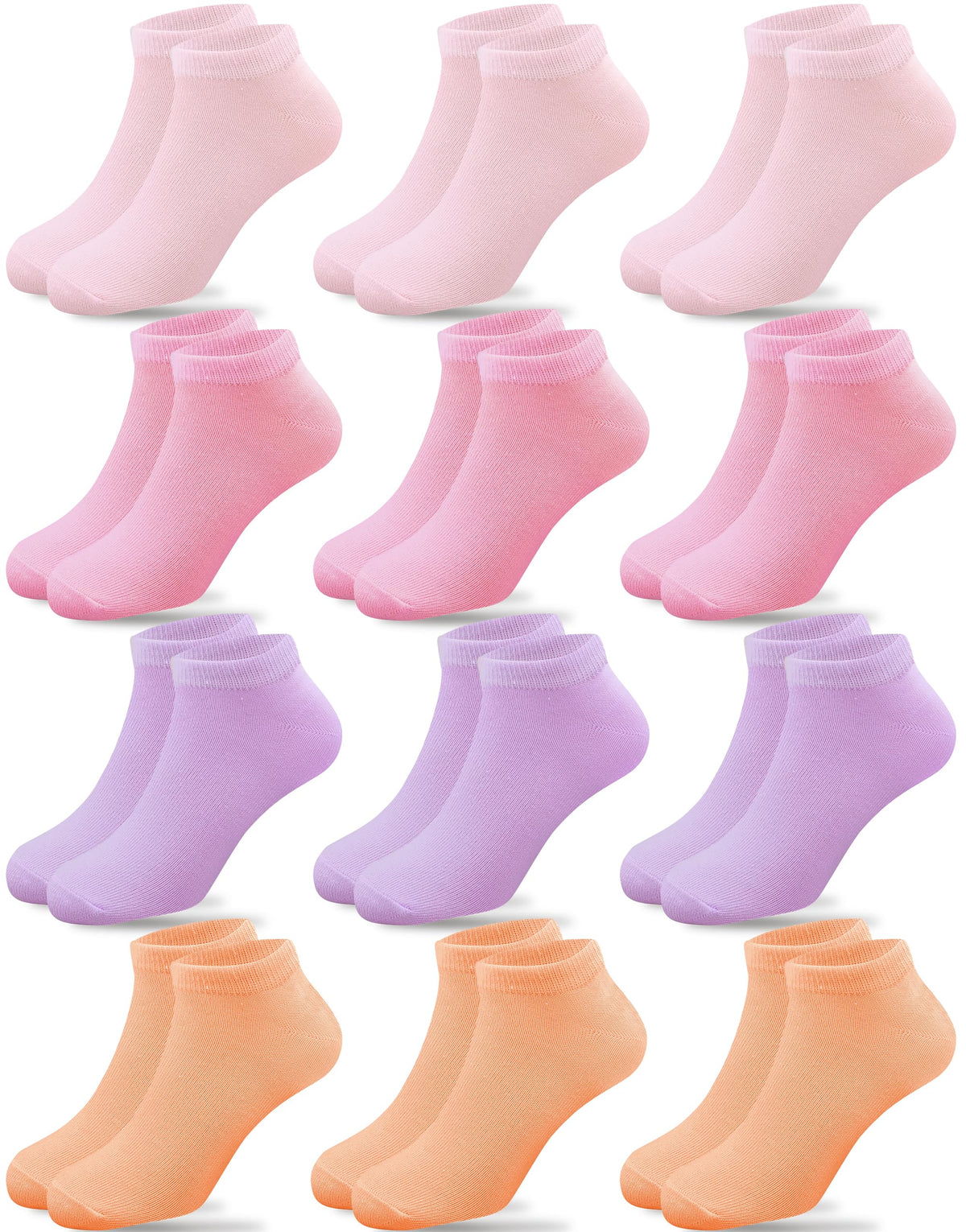 Duufin Girls Socks 12 Pairs Low Cut Ankle Socks for Girls 4-15 Years Old