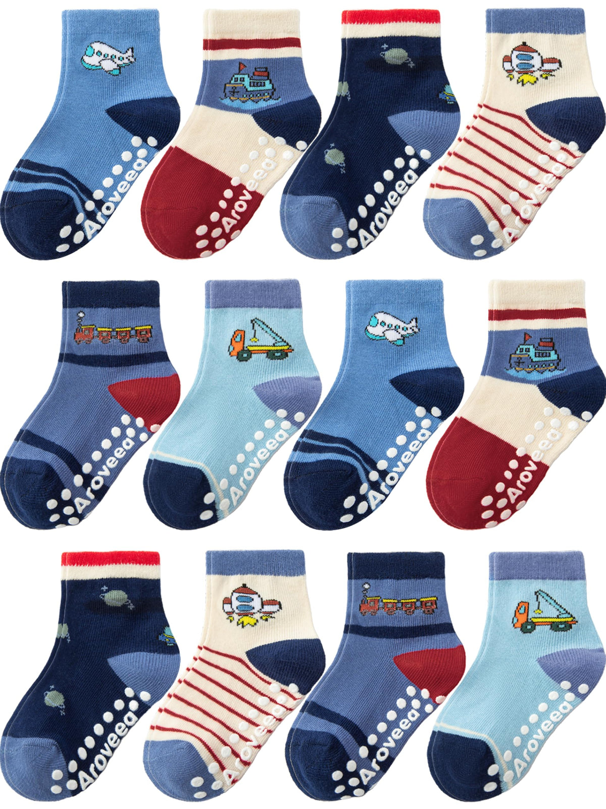 Baby Toddler Socks Grip Non Slip Boys Girls Kids Cotton 12 Pack Ankle Socks