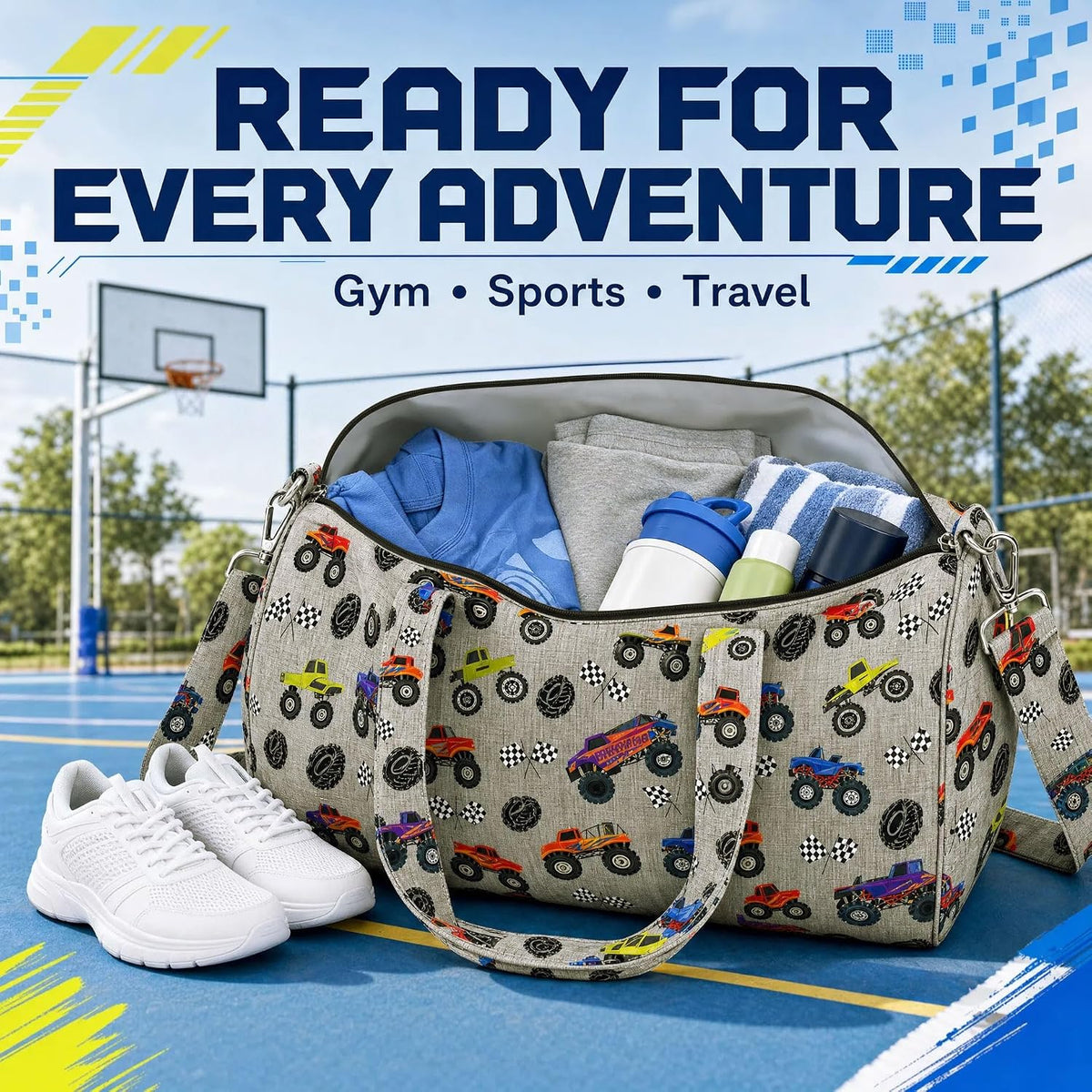 Travel Bag for Kids Sports Bag for Boys Kids Duffle Bag Boys Overnight Bag for Kid Weekender Bag Sleepover Bags for Boy Gym Bag with Shoe Compartment