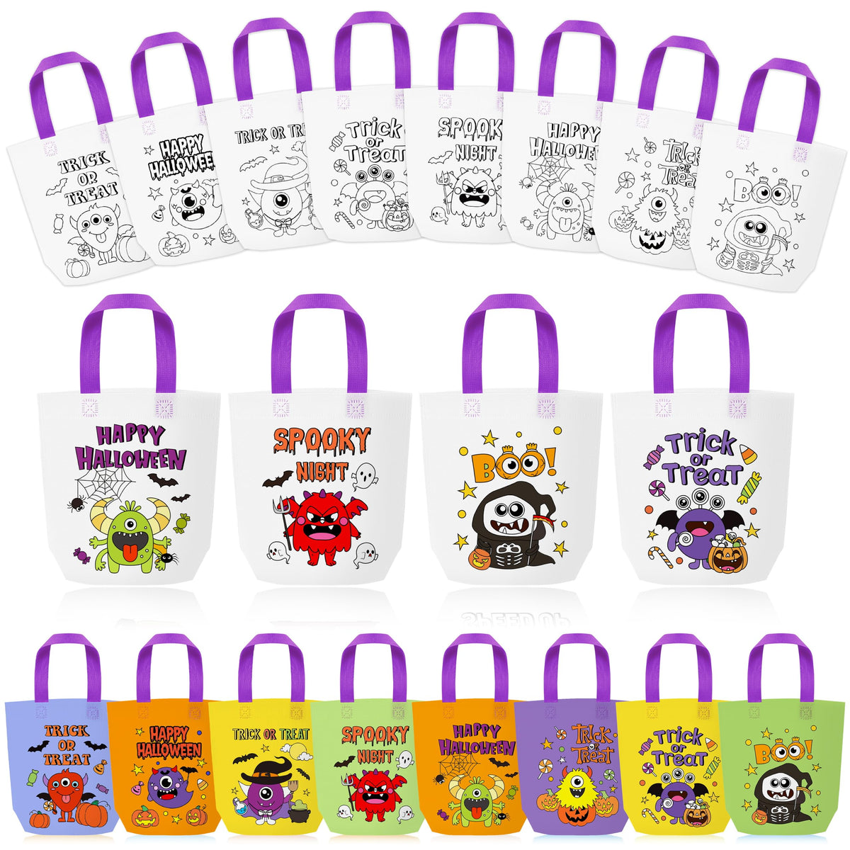 24Pcs Cartoon Coloring Goodie Bags for Kids Party Favor Classroom Reward