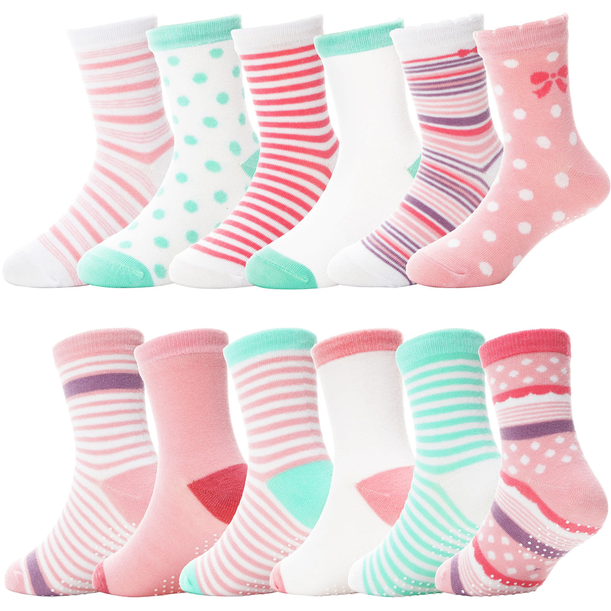 ANTSANG Baby Girls Toddlers Grips Socks, Kids Unicorn Crew Cotton Socks