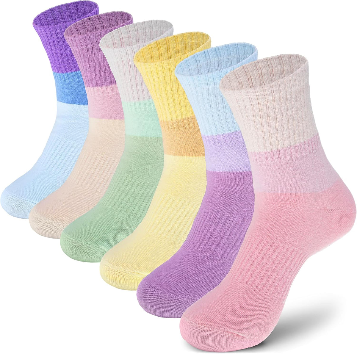 ANTSANG Kids Boys Girls Athletic Cotton Socks,6 Pairs Youth Teen Crew Socks