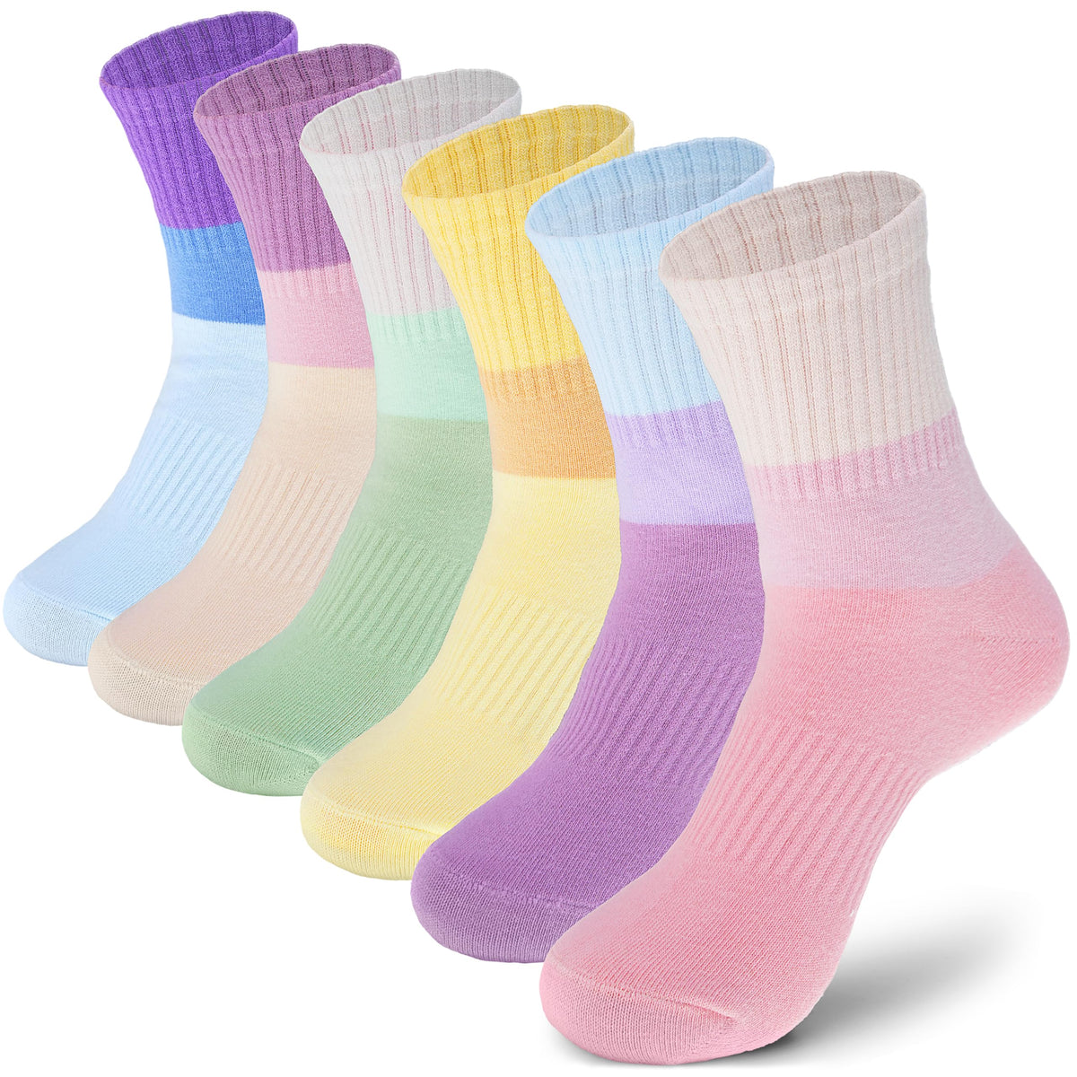 ANTSANG Kids Boys Girls Athletic Cotton Socks,6 Pairs Youth Teen Crew Socks