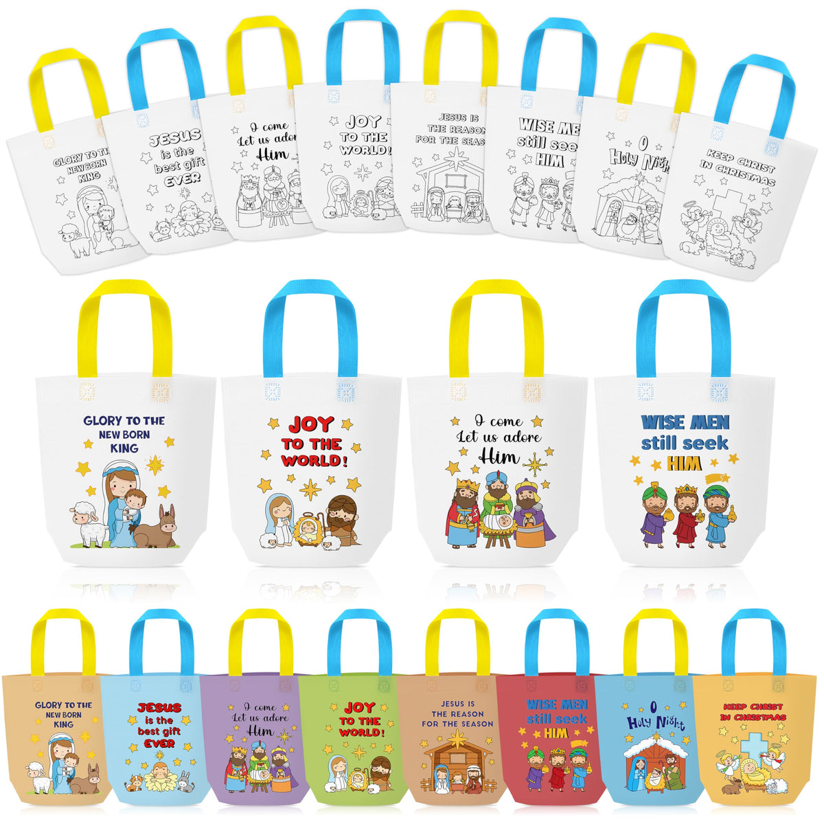 24Pcs Cartoon Coloring Goodie Bags for Kids Party Favor Classroom Reward