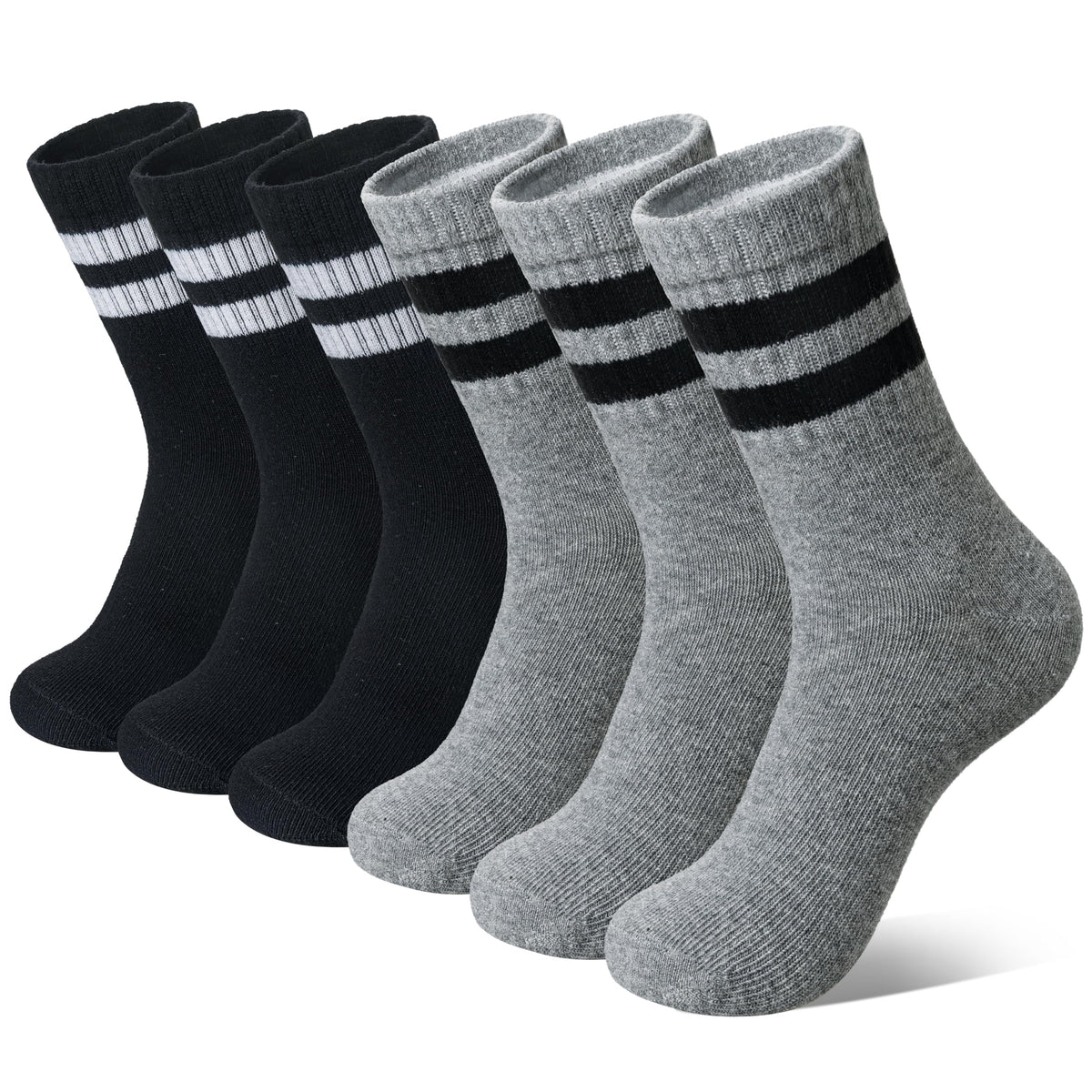 Eyean Kids Athletic Crew Socks Boys Girls Cotton School Uniform Casual Basic Socks 6 Pairs
