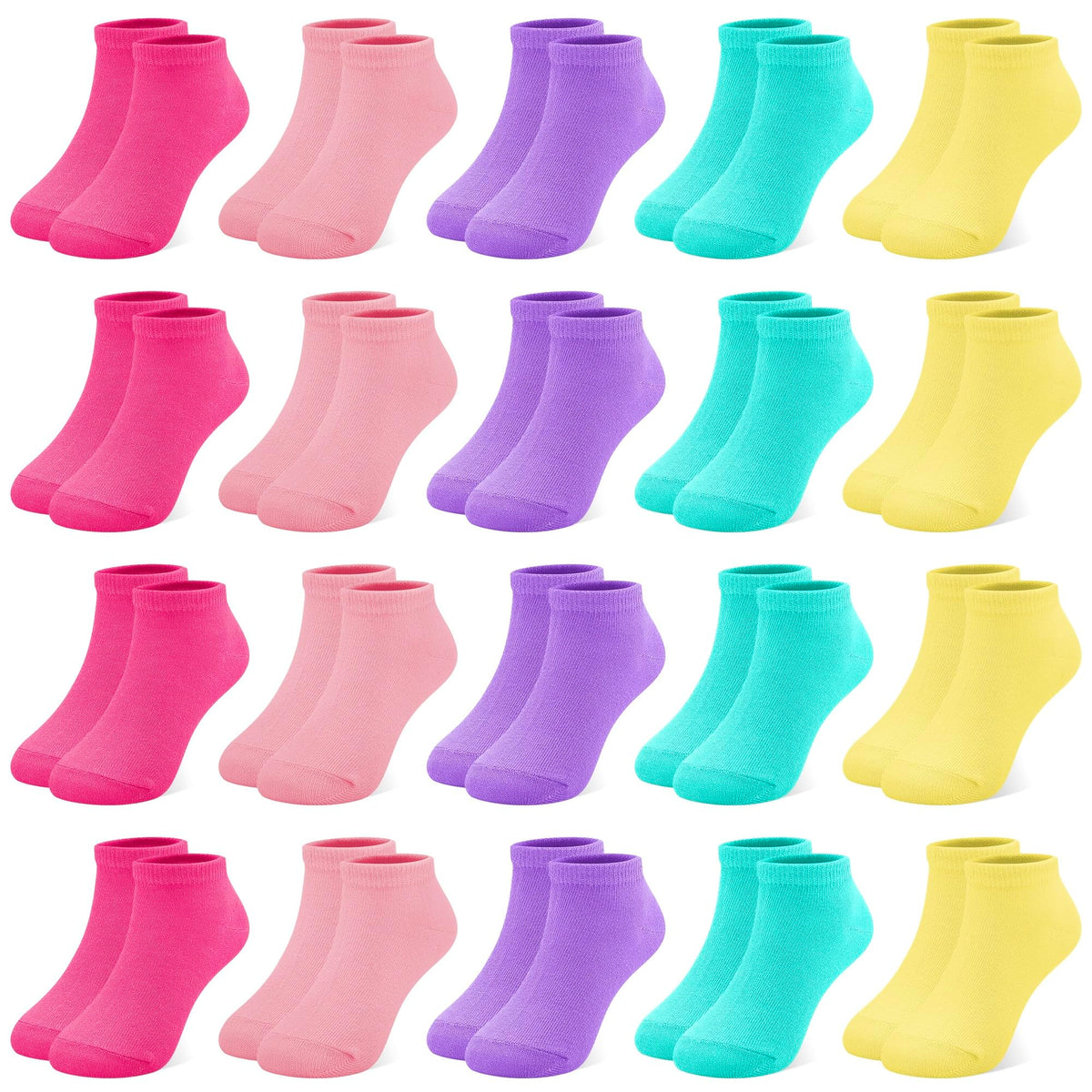 ZERULETS 20 Pairs Girls Socks, Toddler Kids Ankle Low Cut Socks Aged 1-13