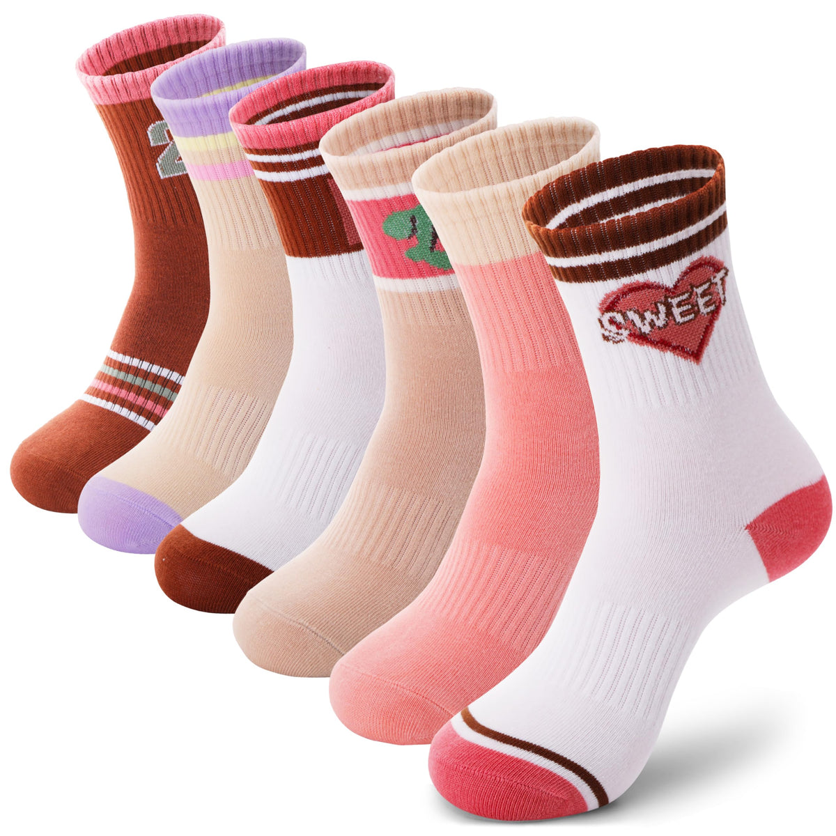 ANTSANG Kids Boys Girls Athletic Cotton Socks,6 Pairs Youth Teen Crew Socks