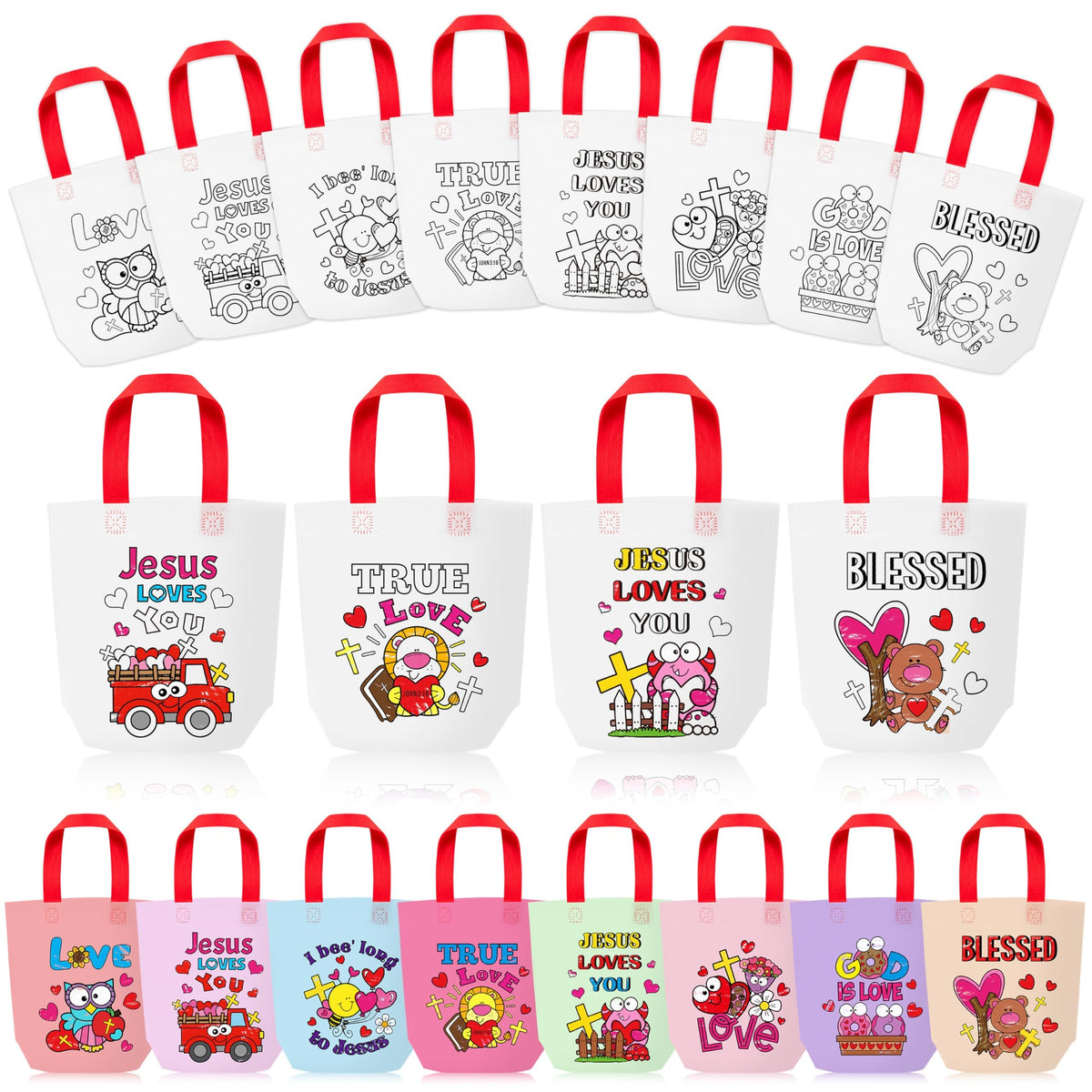 24Pcs Cartoon Coloring Goodie Bags for Kids Party Favor Classroom Reward