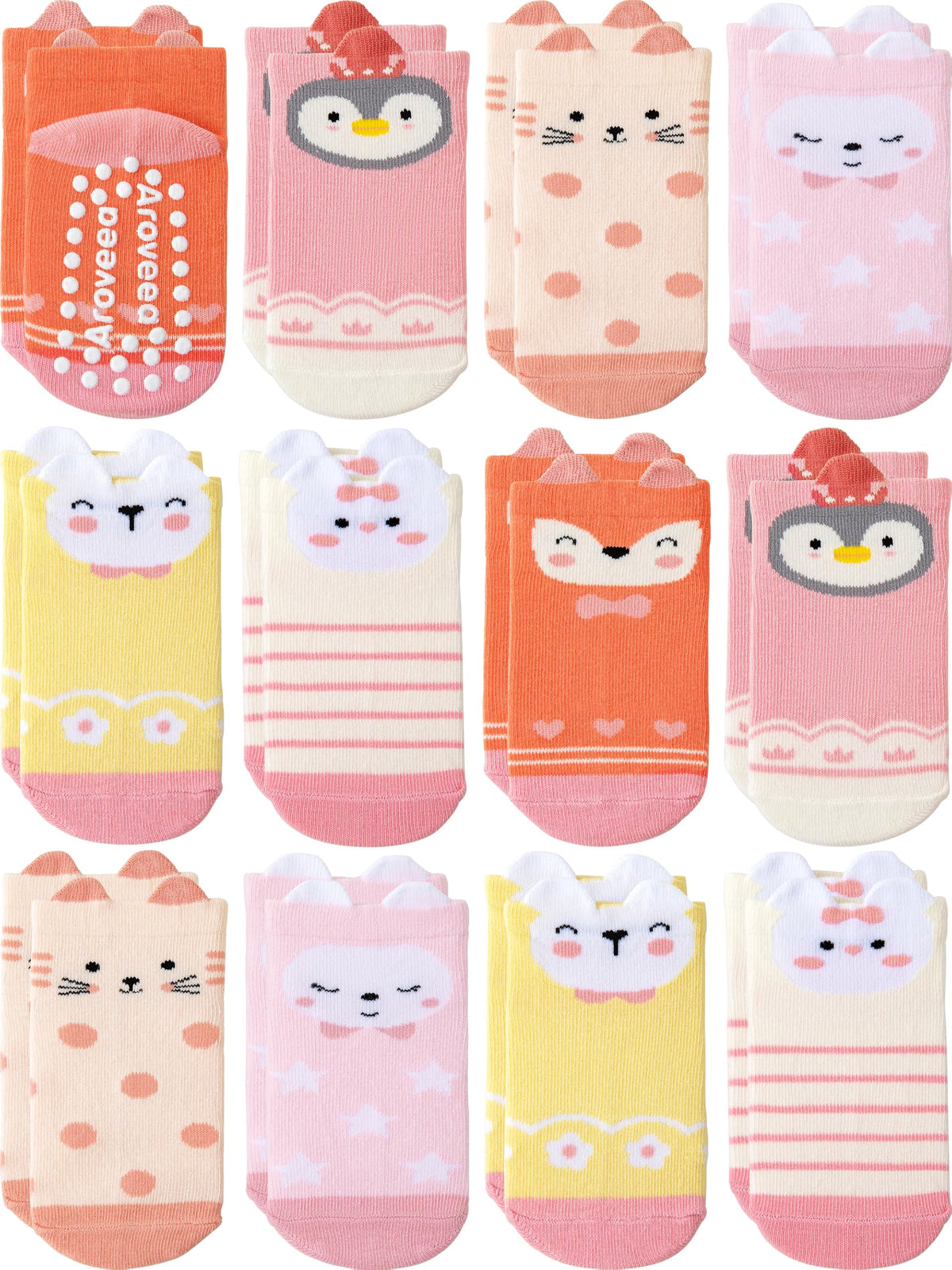 Baby Toddler Socks Grip Non Slip Boys Girls Kids Cotton 12 Pack Ankle Socks