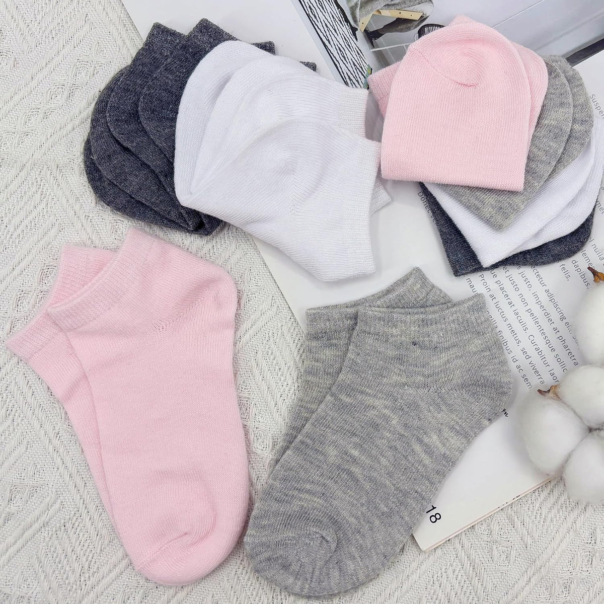 Duufin Girls Socks 12 Pairs Low Cut Ankle Socks for Girls 4-15 Years Old