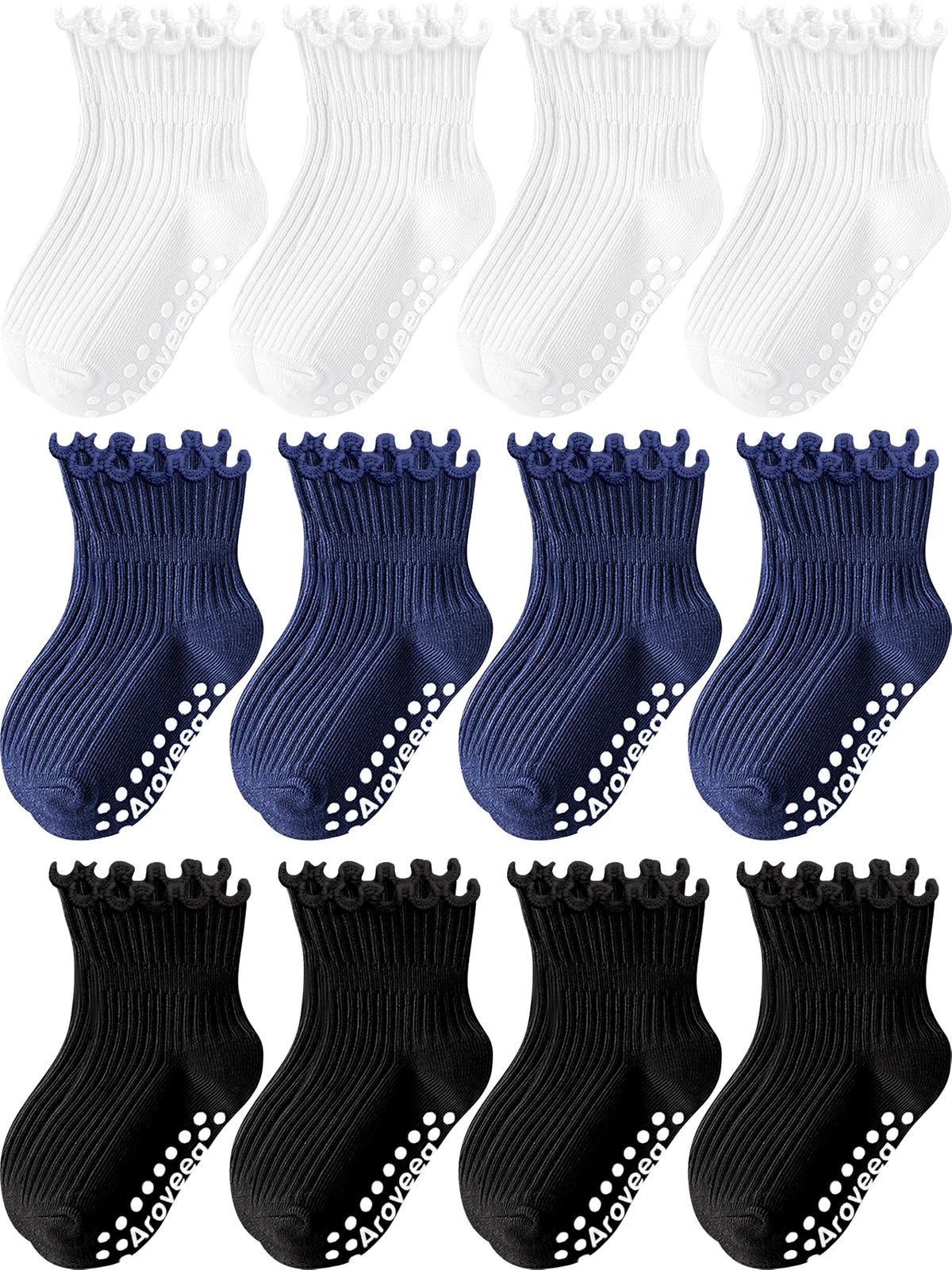 Toddler Girls Socks 12 Pack Grip Kids Cotton Socks for Toddlers 6M-7Years