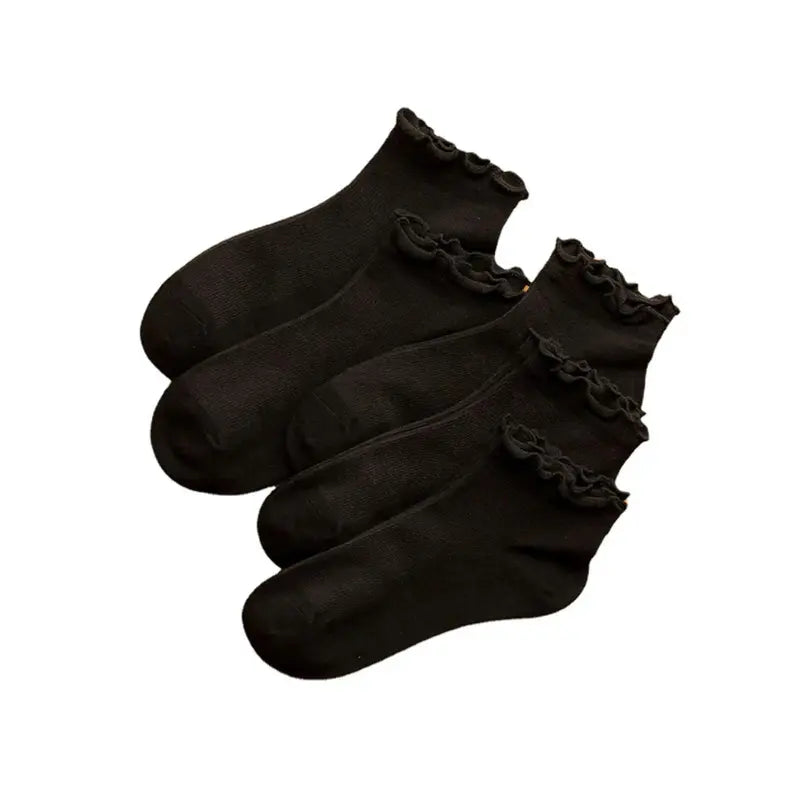 Women's Solid Ruffle Crew Ankle Socks - Soft Breathable Knit Frill Trim, Casual Daily Wear, Ankle Fit Short Length, Prop 65 Safe for Spring Summer