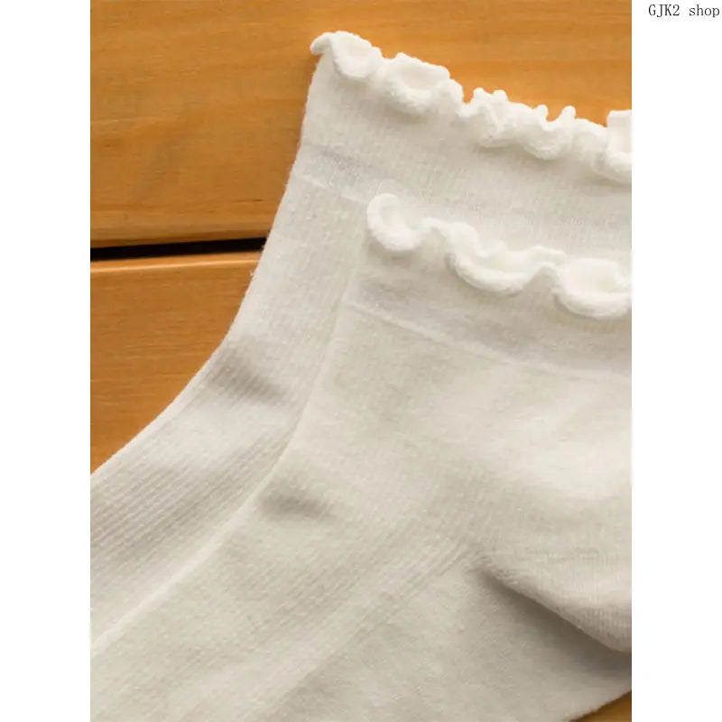 Women's Solid Ruffle Crew Ankle Socks - Soft Breathable Knit Frill Trim, Casual Daily Wear, Ankle Fit Short Length, Prop 65 Safe for Spring Summer