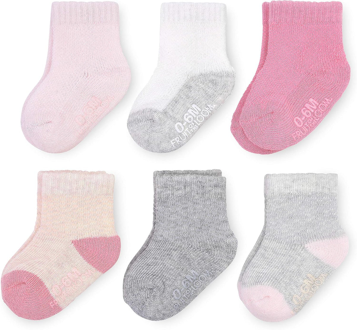 Fruit of the Loom All Weather Baby & Toddler Socks - Cotton Crew Socks with Grips for Boys, Girls and Unisex