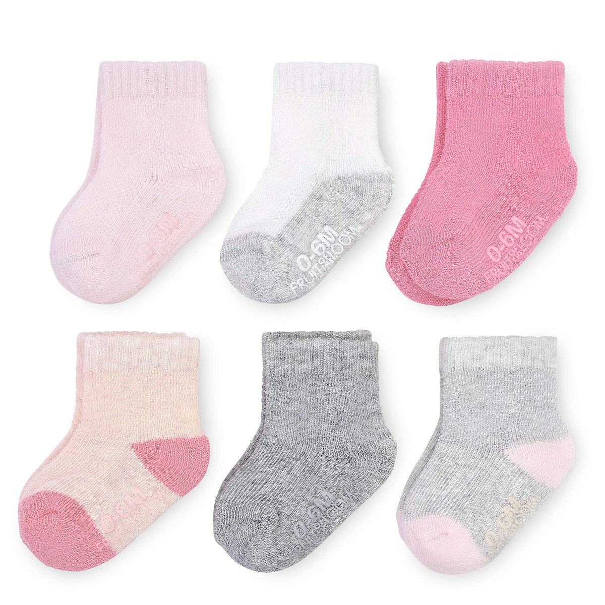 Fruit of the Loom All Weather Baby & Toddler Socks - Cotton Crew Socks with Grips for Boys, Girls and Unisex