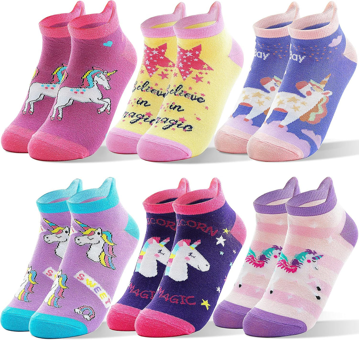 ANTSANG Kids Girls Toddler Unicorn Ankle Socks, Novelty Fashion Socks