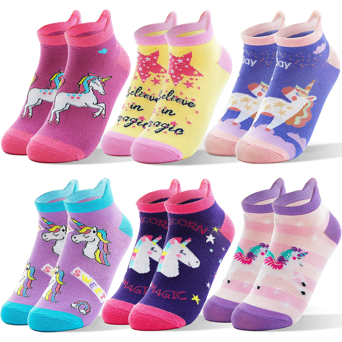 ANTSANG Kids Girls Toddler Unicorn Ankle Socks, Novelty Fashion Socks