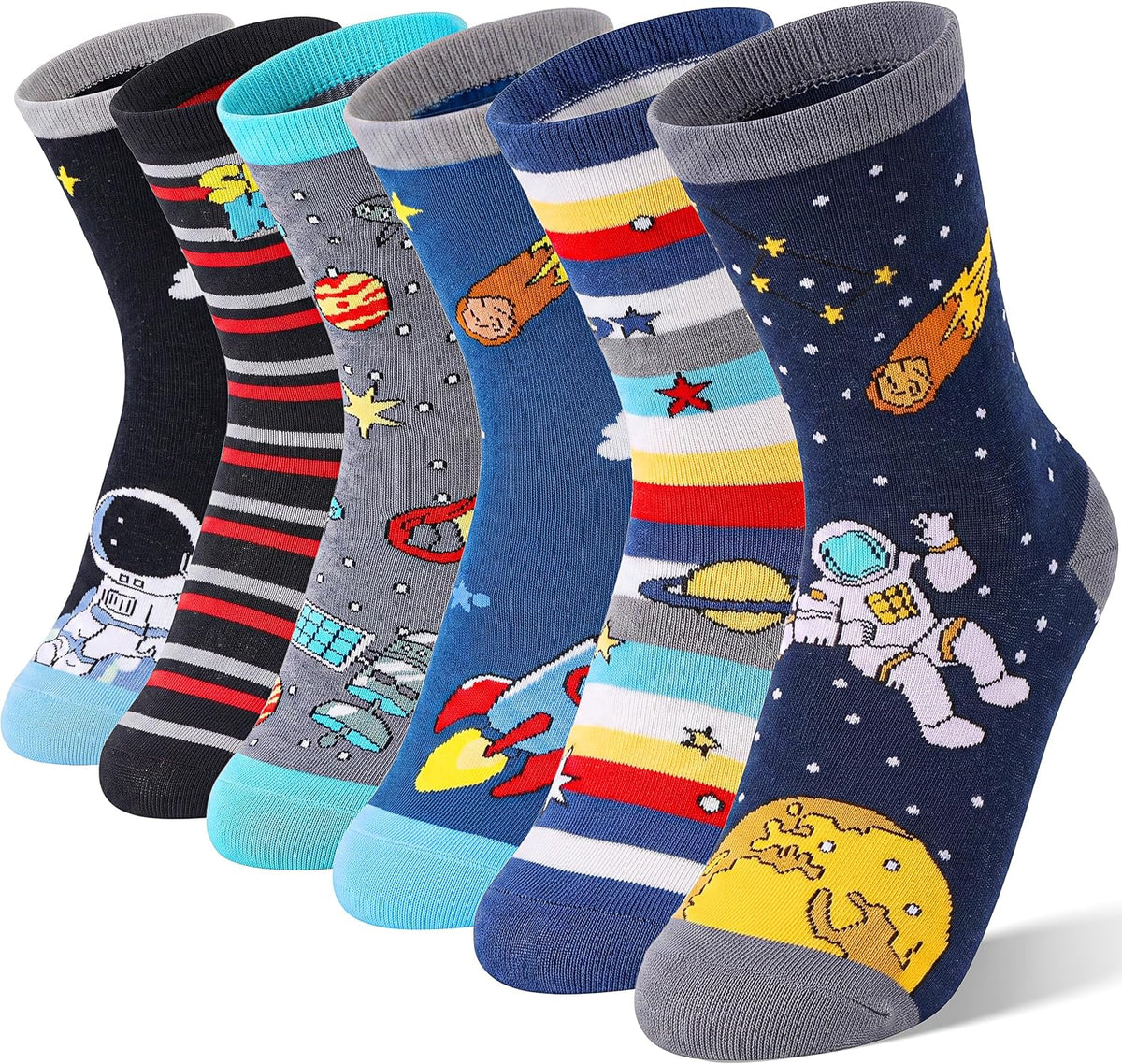 EBMORE Kids Girls Boys Socks Cotton Crew Cute Animal Pattern Fashion Fun Novelty Socks 6 Pack