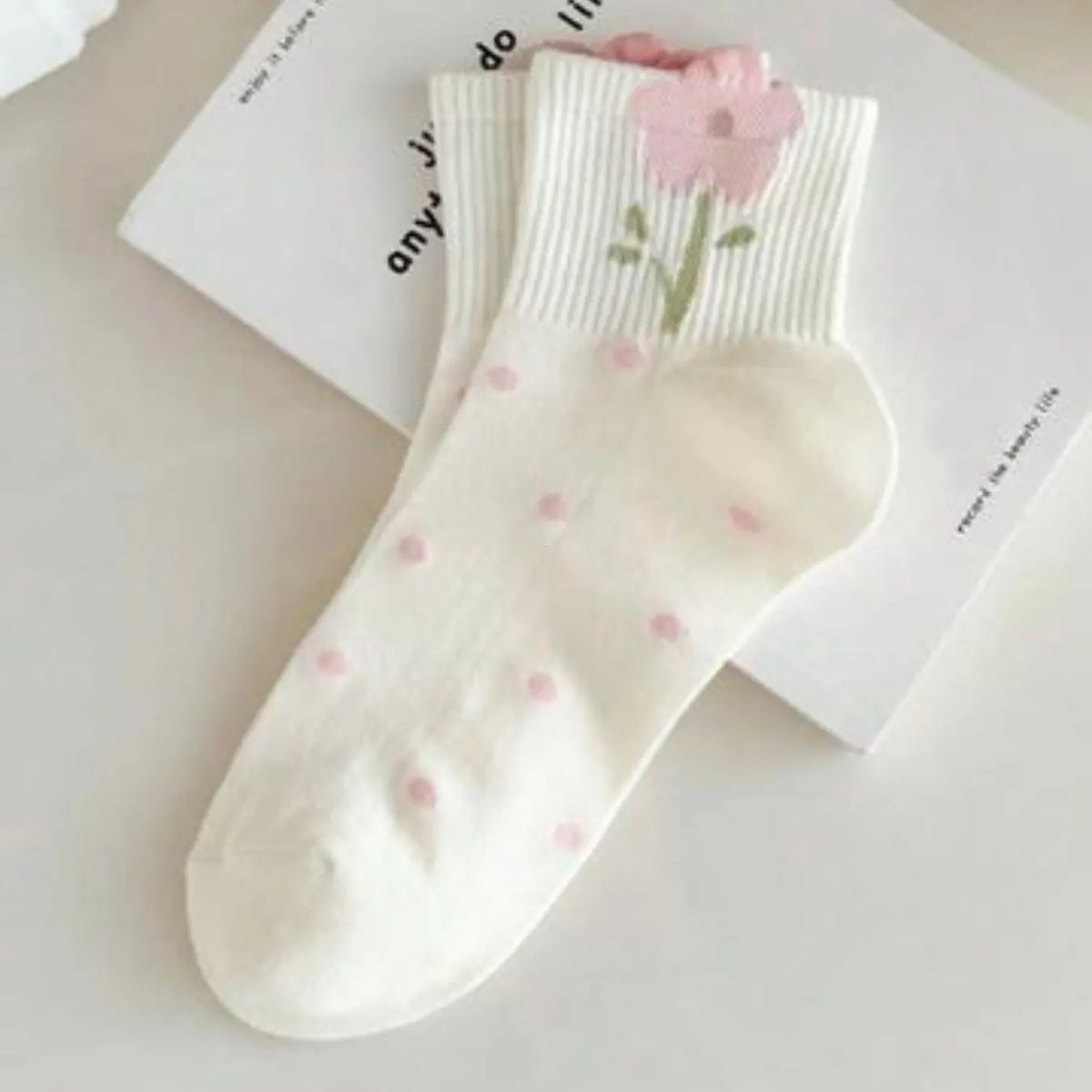 5 Pairs Kids Ankle Socks, Floral Design, High Elastic, Fitted, Boho Style, All Seasons, for Girls 12-16 Years Old