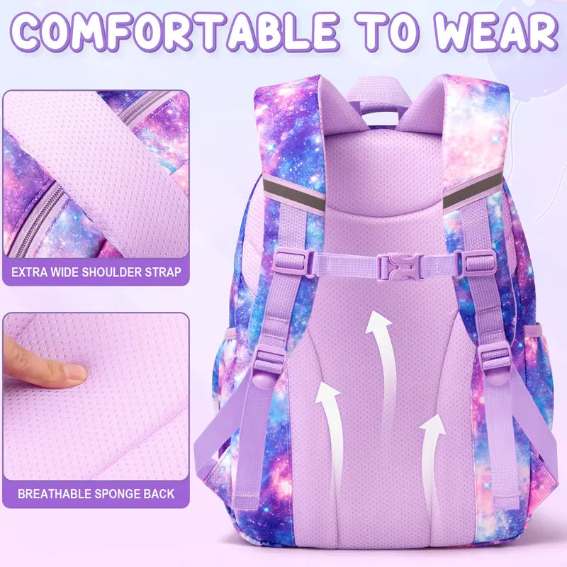 Fimibuke 3PCS Waterproof Backpack for School,Oxford Cloth Bookbag Set with Lunch Box & Pencil Case,school bag for Elementary Middle High School,Back to School Gift,Birthday's Gift