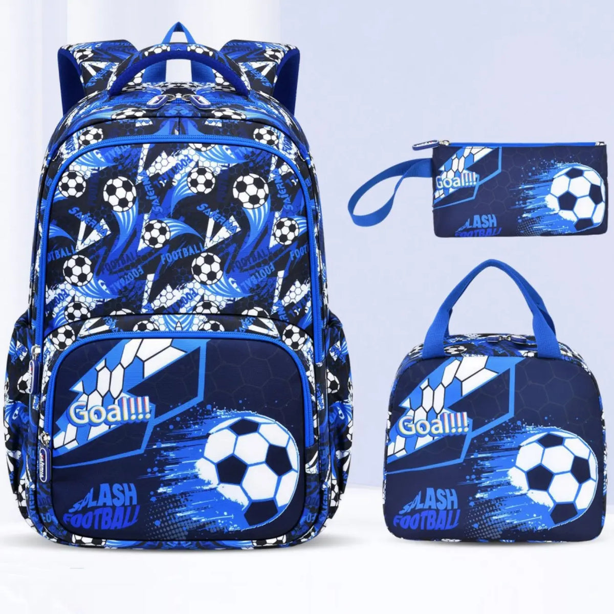 Personalized Football Multi Compartment Pattern Backpack Set for Boys and Girls, Youth Sports Backpack, Sports Theme School Backpacks with Lunch Bag, Ideal for Middle School Students
