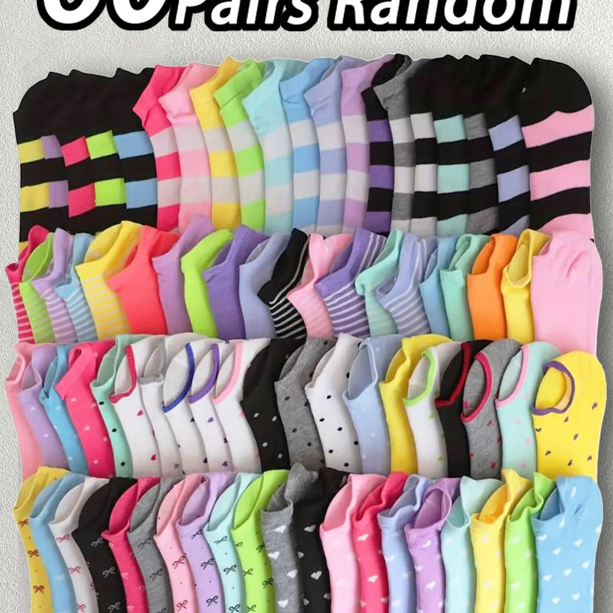 Women's Heart & Striped & Bowknot Print Graphic Ankle Socks, Casual Comfy Breathable Soft Socks for Daily Wear, Ladies Socks for All Seasons, Casual Stylish Socks