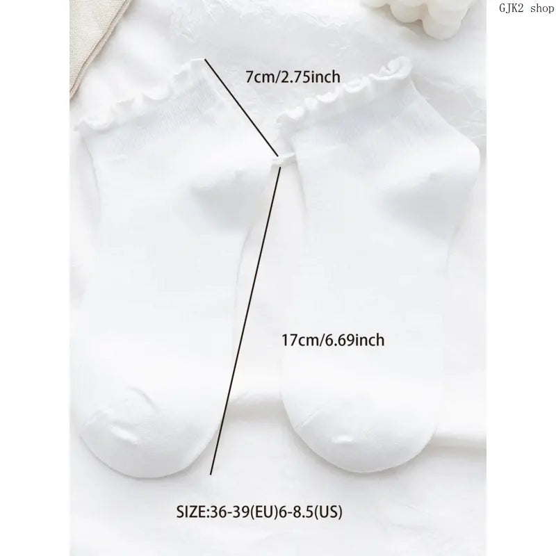 Women's Solid Ruffle Crew Ankle Socks - Soft Breathable Knit Frill Trim, Casual Daily Wear, Ankle Fit Short Length, Prop 65 Safe for Spring Summer