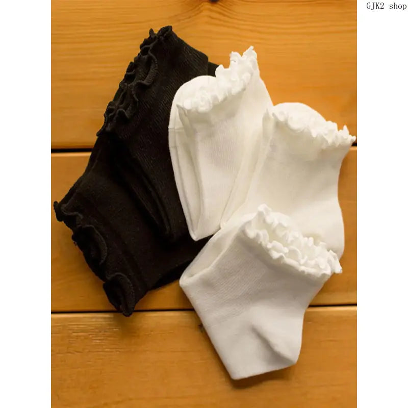 Women's Solid Ruffle Crew Ankle Socks - Soft Breathable Knit Frill Trim, Casual Daily Wear, Ankle Fit Short Length, Prop 65 Safe for Spring Summer