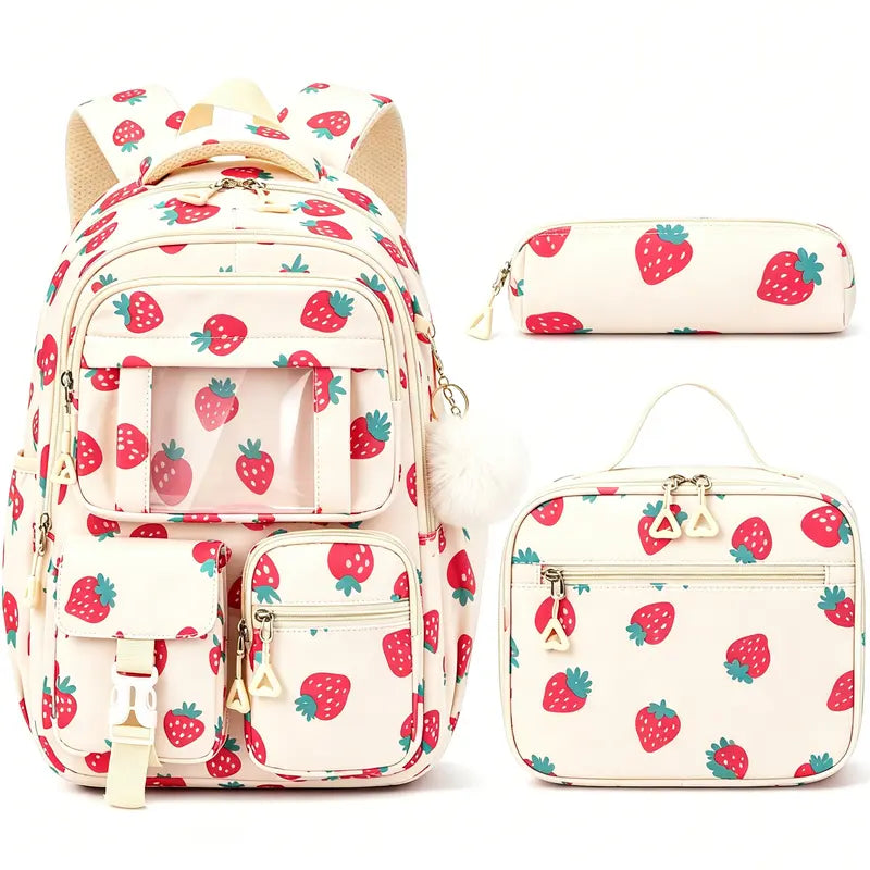 Fimibuke 3PCS Waterproof Backpack for School,Oxford Cloth Bookbag Set with Lunch Box & Pencil Case,school bag for Elementary Middle High School,Back to School Gift,Birthday's Gift