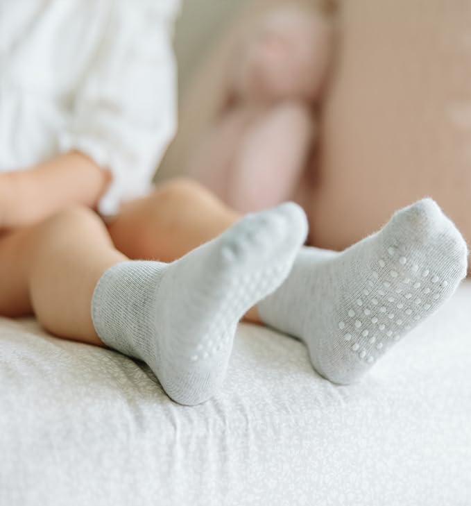 Baby Non-Slip Ankle Socks 12 Pack Soft Cotton for Infant Toddlers Girl Boy
