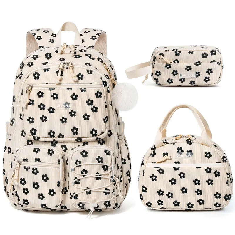 Fimibuke 3PCS Waterproof Backpack for School,Oxford Cloth Bookbag Set with Lunch Box & Pencil Case,school bag for Elementary Middle High School,Back to School Gift,Birthday's Gift