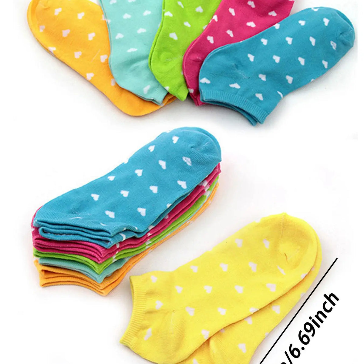 Women's Heart & Striped & Bowknot Print Graphic Ankle Socks, Casual Comfy Breathable Soft Socks for Daily Wear, Ladies Socks for All Seasons, Casual Stylish Socks