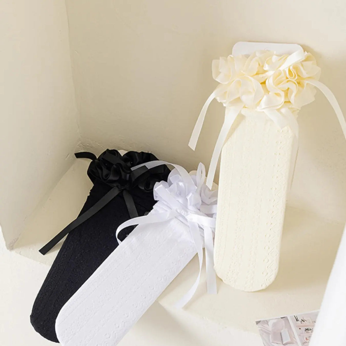 3 Pairs Girls' Summer Thin Bow Hollow Out Knee-High Socks, Lolita Princess Socks, Cute and Sweet, Pair with Small Boots, Lightweight Socks