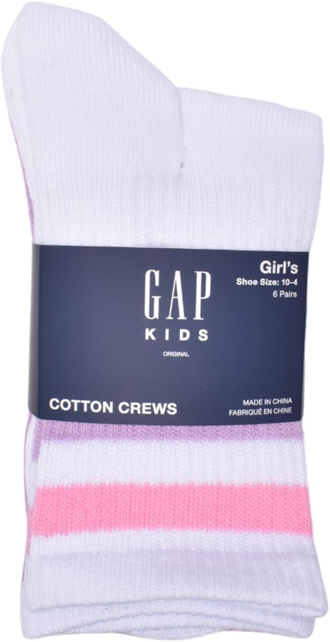 GAP Girls' Crew Socks, Multi-pack Kids Socks, Soft & Stretchy, Comfortable