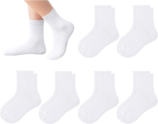 6 Pack Kids Socks Girls Socks for School Uniform Soft Cotton Seamless Toe Athletic Crew Socks