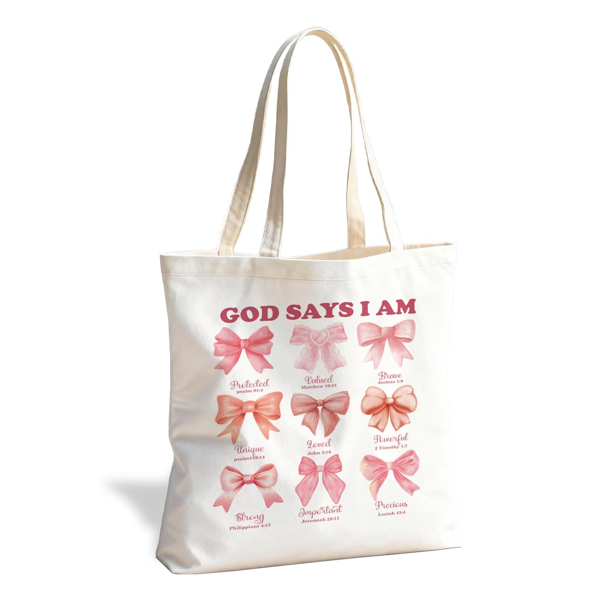 Christian Canvas Tote Bag for Women, Inspirational Faith Shoulder Bag