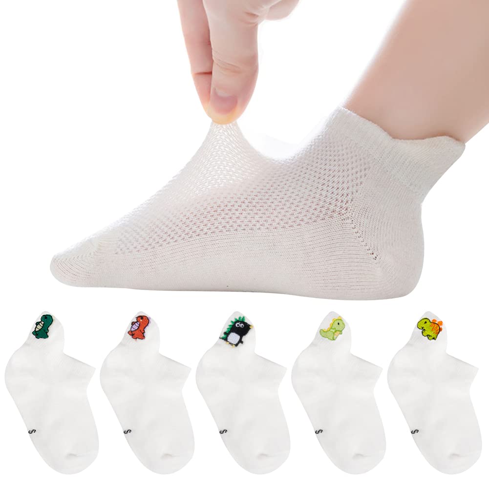 5 Pack Toddler Girls Boys Mesh Thin Cotton Low Cut Kids No Show Ankle Socks