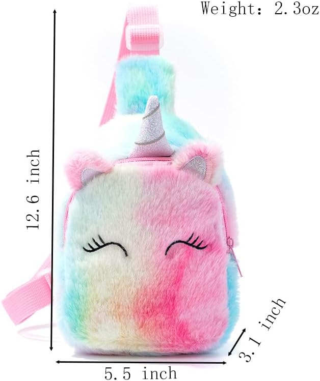 Kids Crossbody Bag Kids Sling Bags, Small Plush Sling Bag for Kids Travel Bag for Kids, Unicorn Sling Bag for Girls