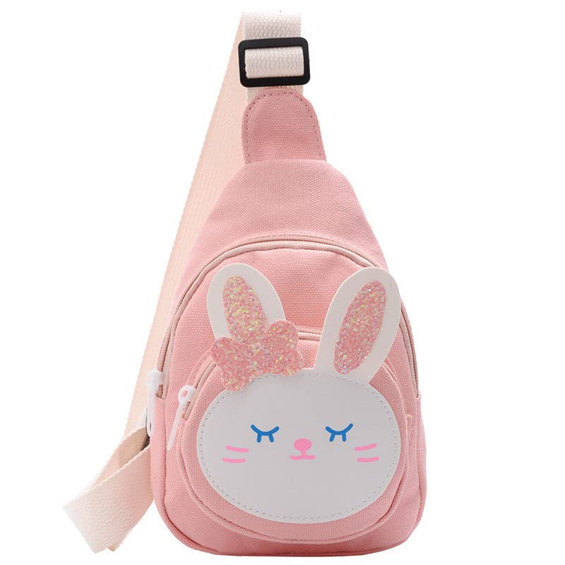 Hiflyer Pink Strawberry Sling Backpack, Small Backpack for Girls, Kawaii Bag, Lightweight Canvas, Adjustable Shoulder Strap, Zipper, 8x5x2 inches