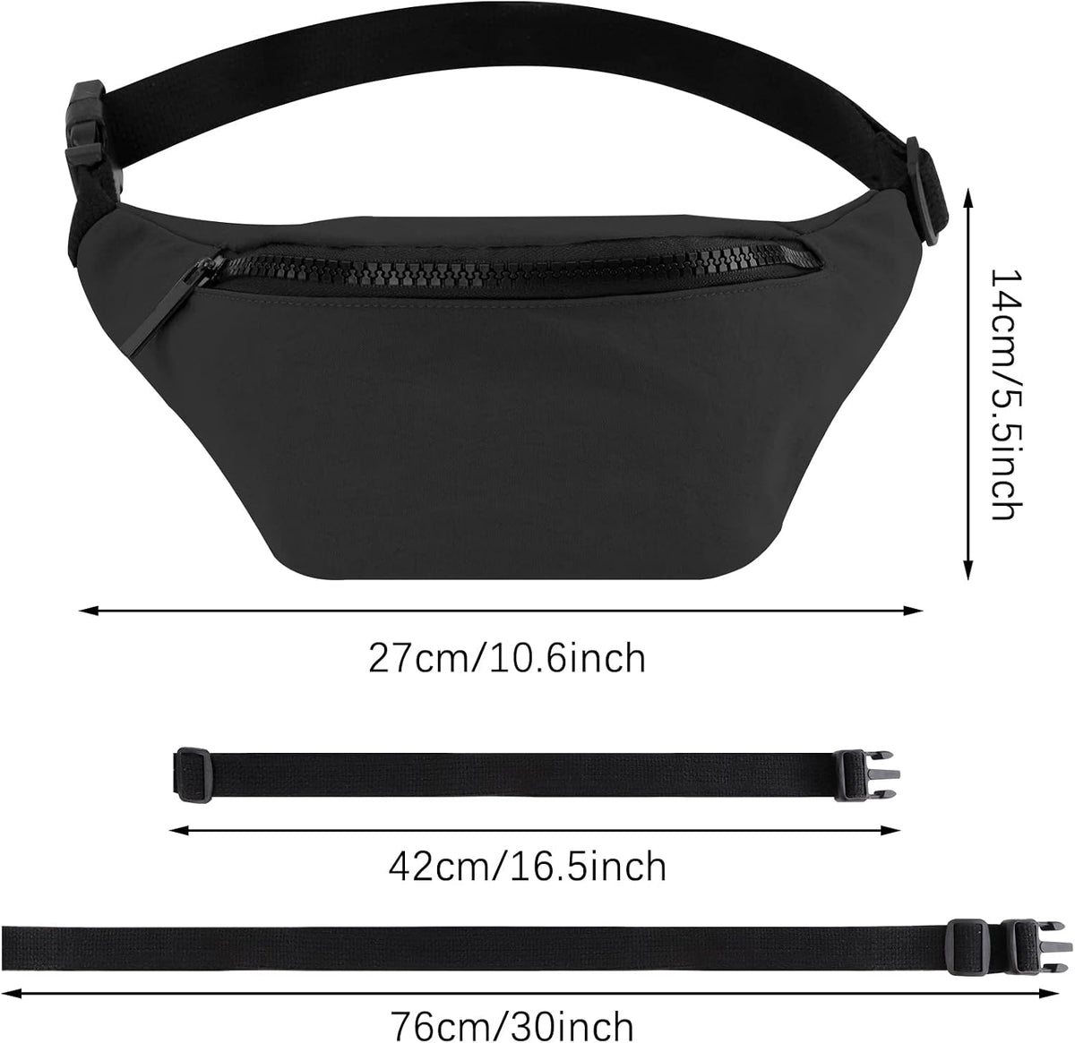 Kids Fanny Pack, Adjustable Crossbody Waist Bag for Boy Girl, Black