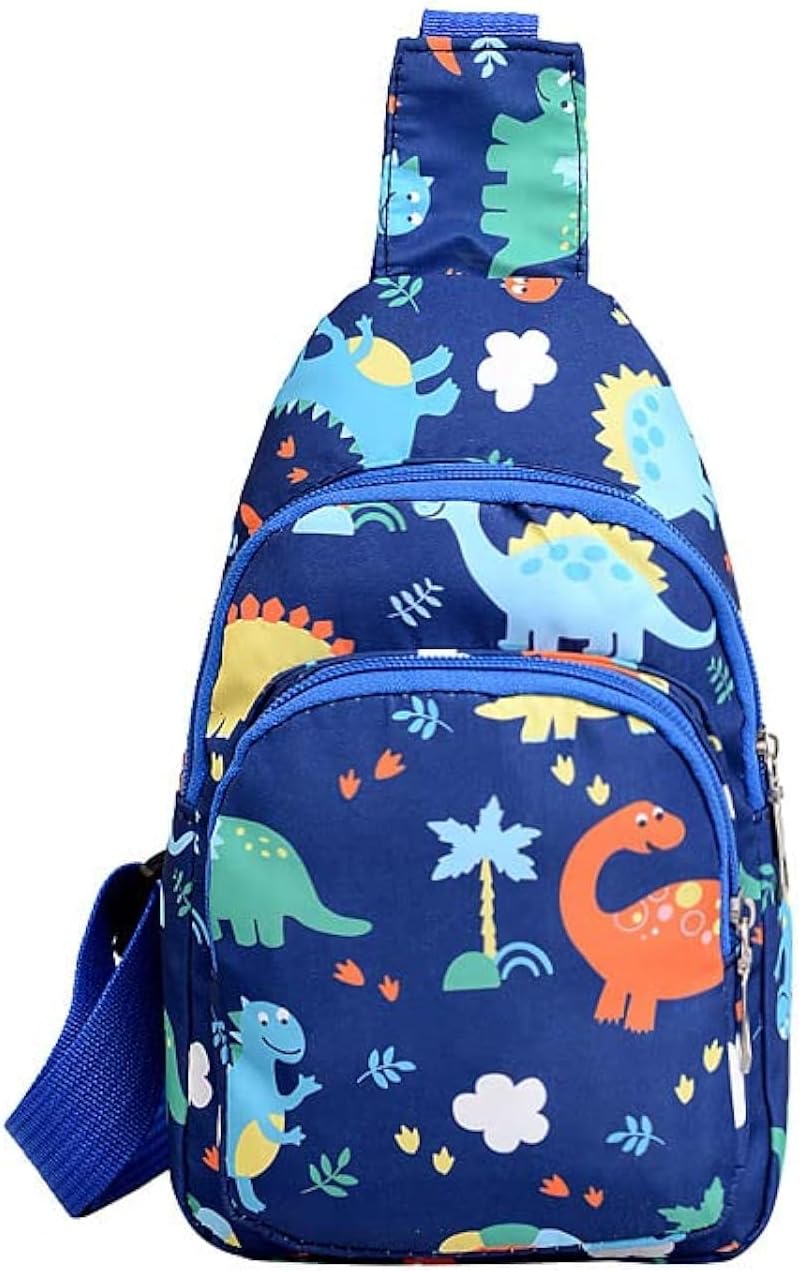 Hiflyer Kids Crossbody Sling Bag, Small Nylon Travel Cartoon Bag (Blue)