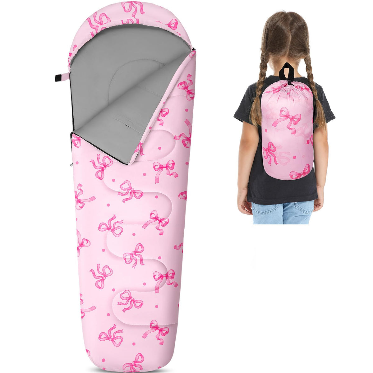 FIOBEE Kids Sleeping Bag 3 Season Camping Sleeping Bags for Girls Toddler
