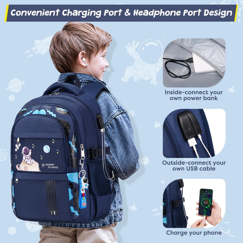 ACESAK Astronaut Backpack for Boys - Boy Backpack Schoolbag with Lunch Bag