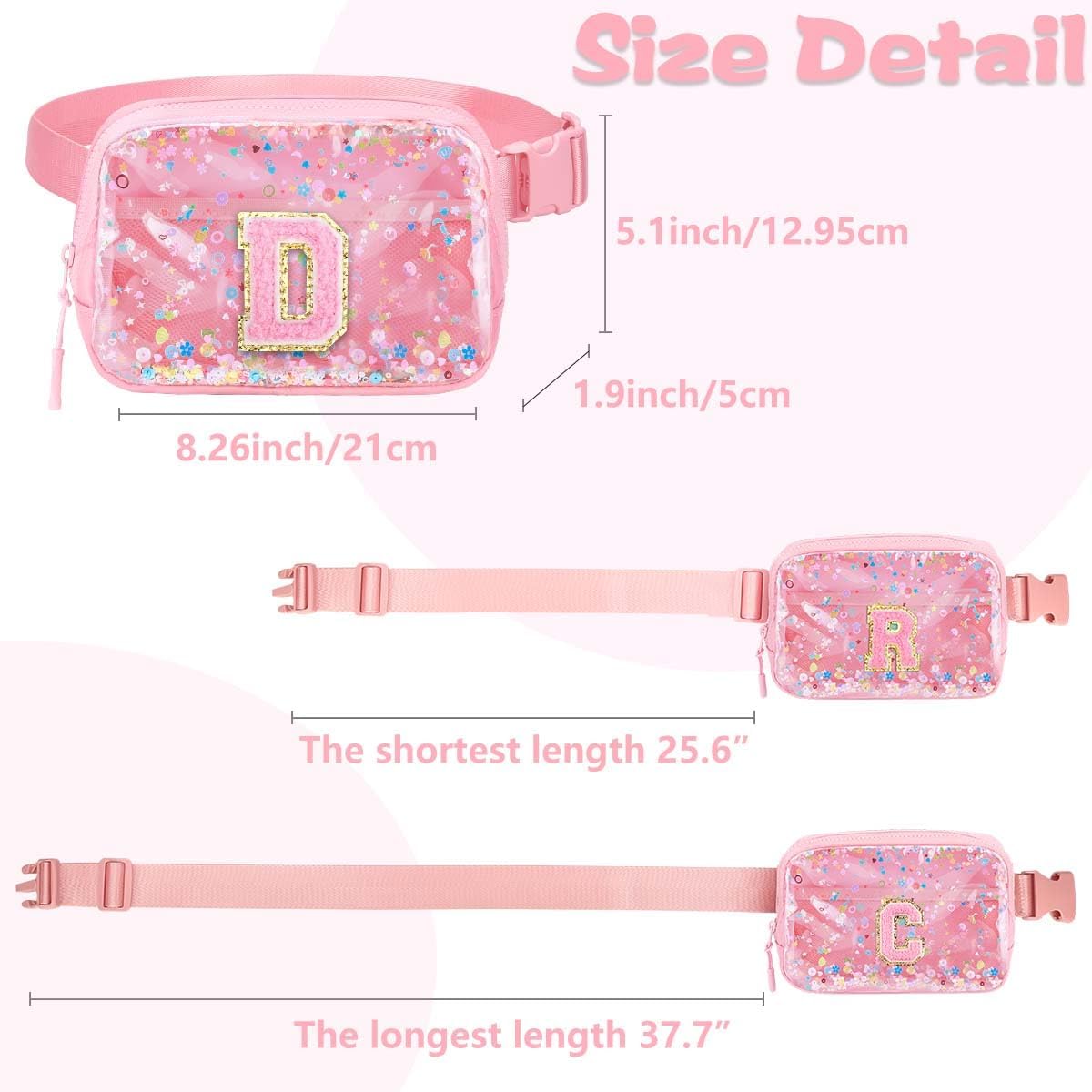 Fanny Pack for Girls Gift - Initial Letter Birthday Gifts for 4 5 6 7 8 9 Girl Crossbody Belt Bag Cute Personalized Trend Stuff Pink M