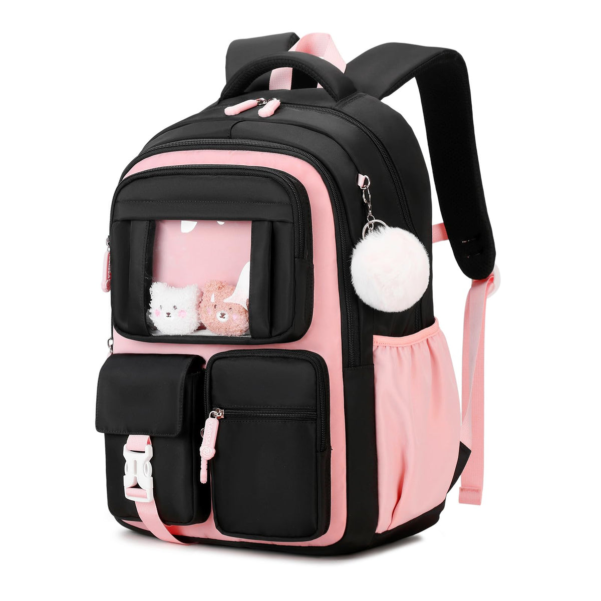 PIG PIG GIRL Kids Backpack for Girls - School Bags for Middle School Students - Book Bag for Elementary Primary - Kawaii Ita Backpack - Purple
