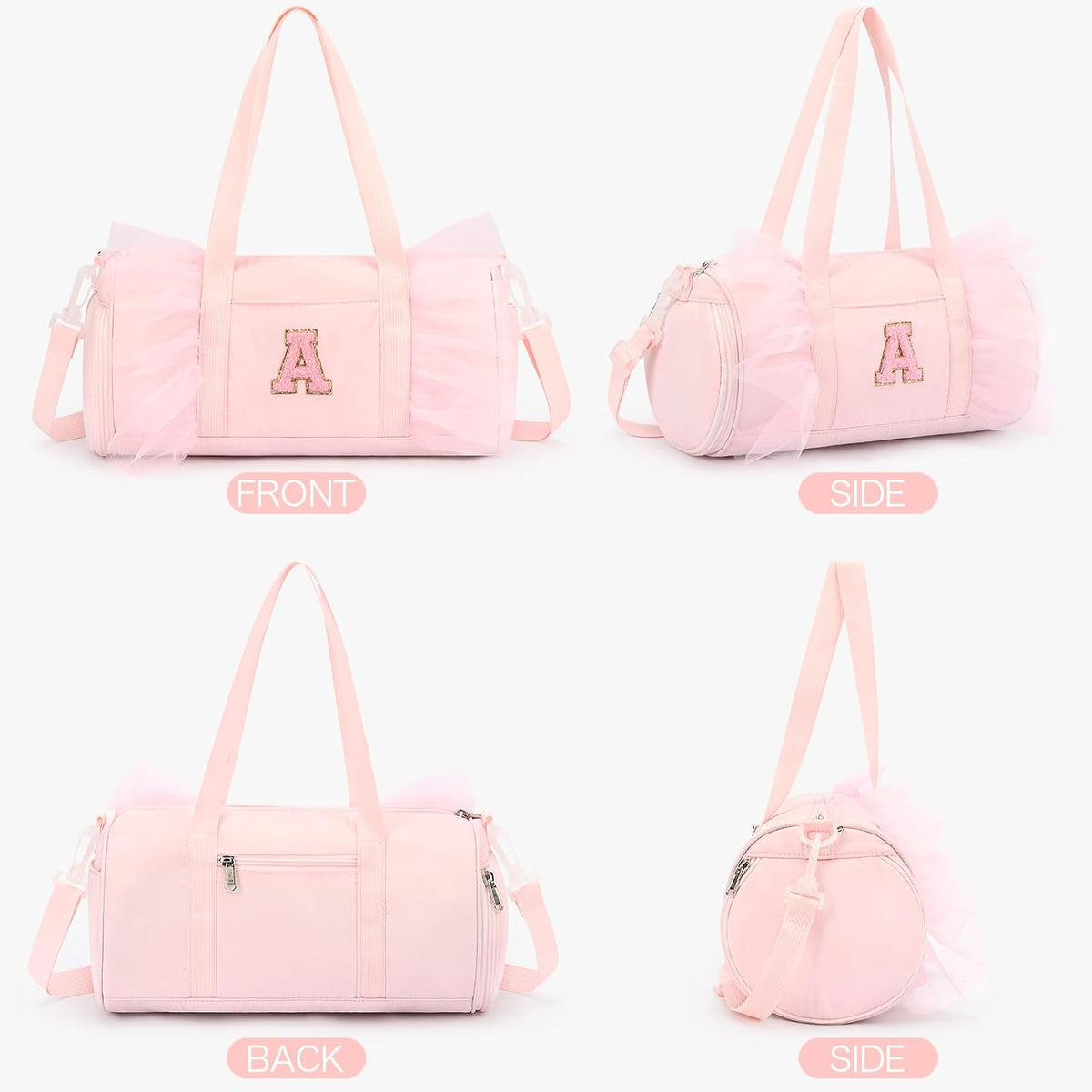mibasies Ballet Dance Bag for Girls 4-6, Personalized Letter A Pink Gift