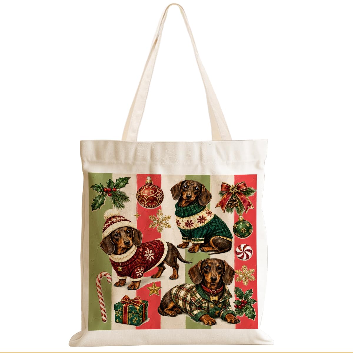Cartoon Canvas Tote Bag, Gifts for Women Men Birthday Christmas Reusable Tote Shoulder Bag for Grocery Shopping 02