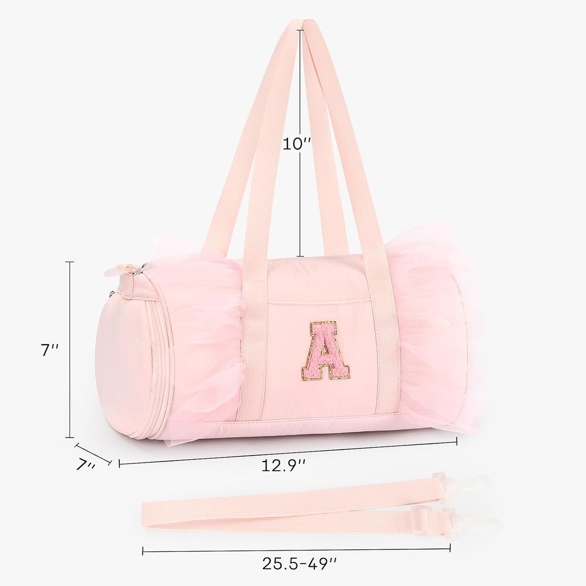 mibasies Ballet Dance Bag for Girls 4-6, Personalized Letter A Pink Gift