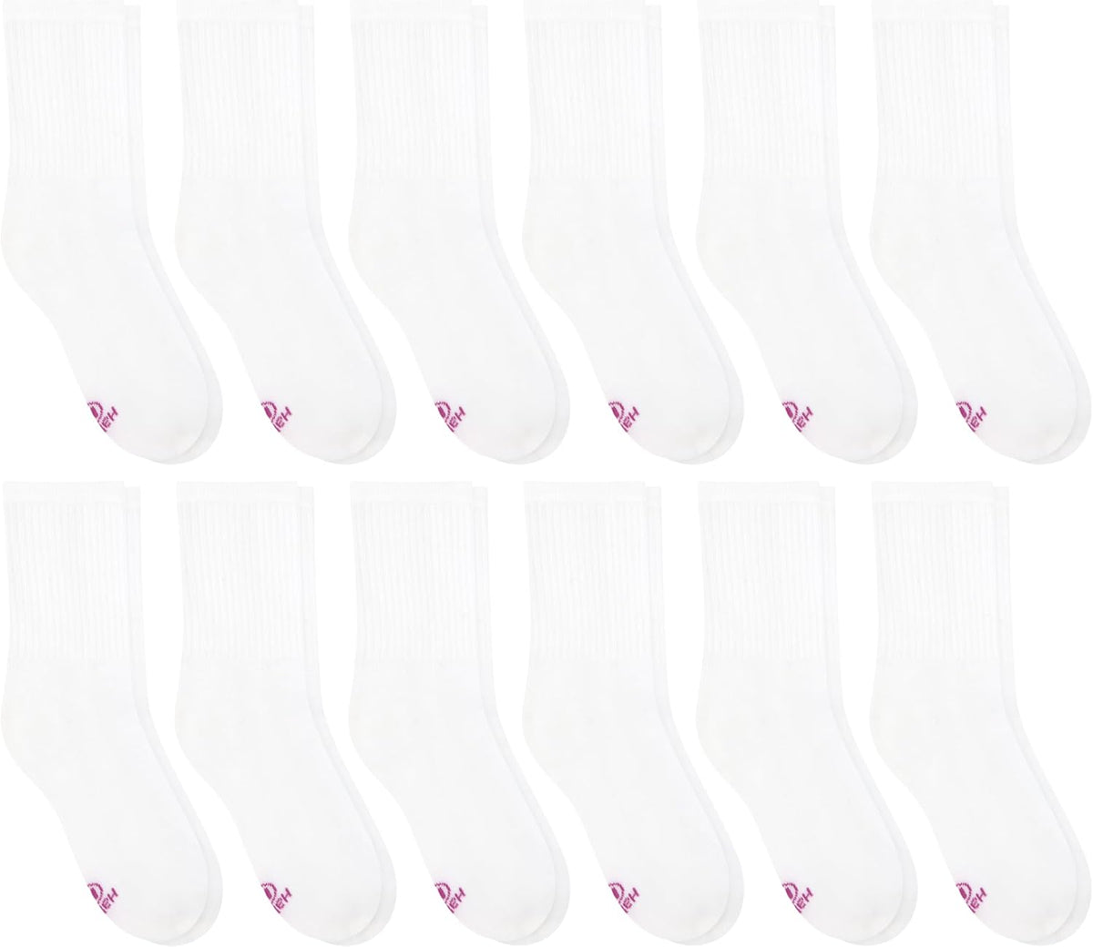 Hanes Girls' White Crew, Ankle & No Show Socks Pack, Cushioned Socks, Uniform Socks for Girls, 12-pairs