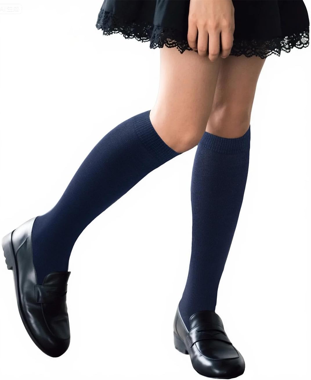 COTTON DAY Kids Girls Unisex School Knee High Socks Black White Navy 3 Pack